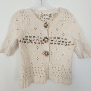 Field Flower Anthro Anthropologie Cardigan Floral Button Snaps Medium